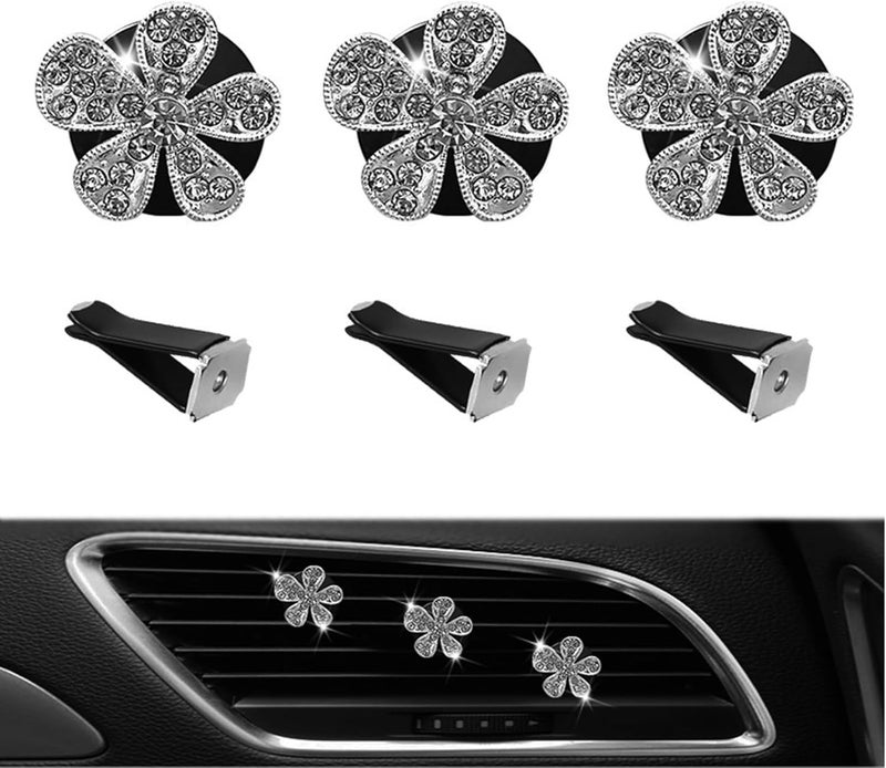 LARDROK 5 Pcs Car Vent Clip,Bling Flower Car Air Fresheners Vent Clips Cute Car Vent Decorations,Car Diffuser Rhinestone Car Interior Decoration Charm Car Vent Accessories - Image 3