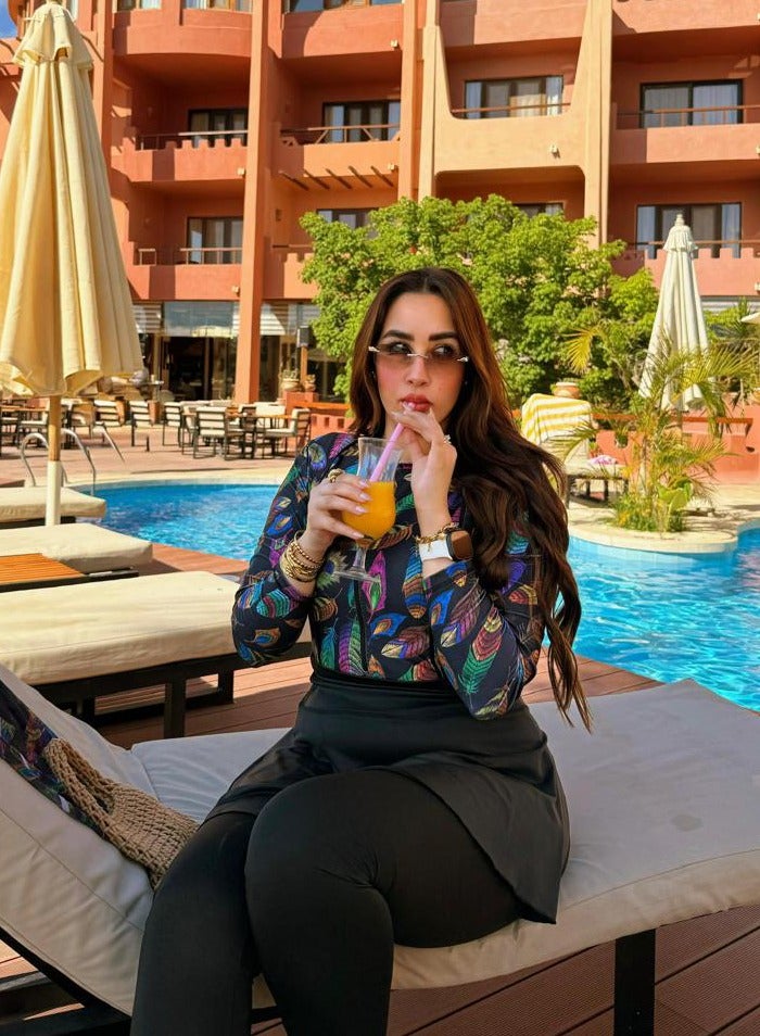 مايوه بحر بوركيني حريمي - روق شجر- متعدد الألوان  - Image 3
