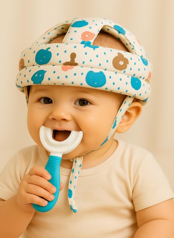 S-SQUARE Baby Safety Helmet for 6+ Months to 3 Years - Head Protection for Infant tolder Baby Walking Toddler Head Protector with U Shape Silicon Toothbrush for Kids (White) - Image 1