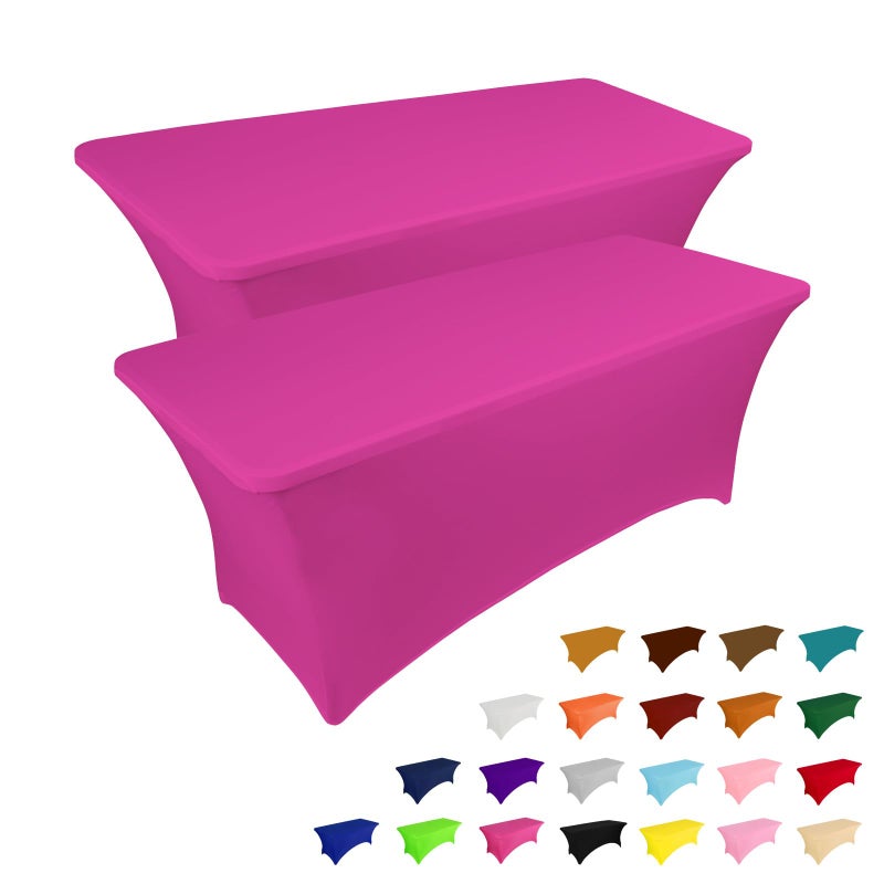 IVAPUPU Spandex Tablecloth Fitted Rectangular 6ft Folding Table Cover Reusable Elastic Table Cloth for Party Buffet Tradeshows Banquet Vendor Weddings Massage, 2Pcs - Image 1