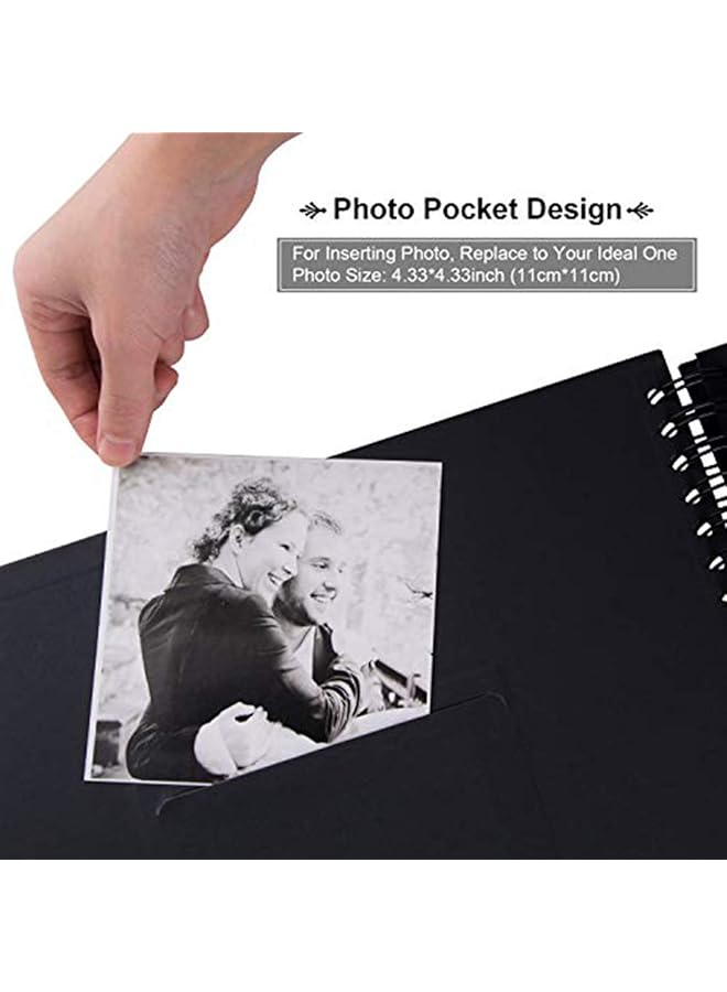 Delfino 8X8 Inch Scrapbook Diy Photo Album With Photo Opening 60 Pages Wedding Guest Book Anniversary Baby Shower Travel Memory Book Black Photo Corners Included - Image 2
