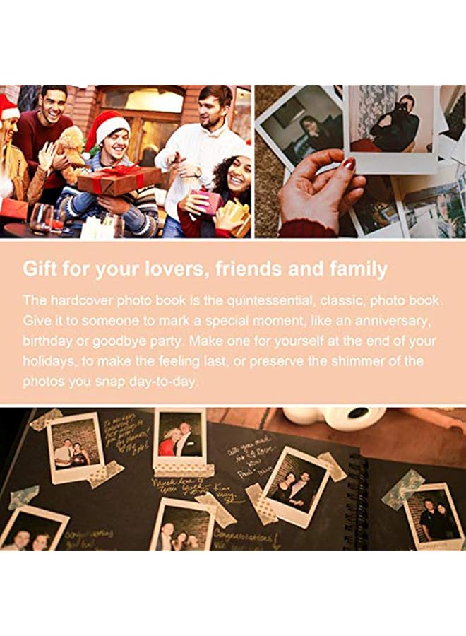 Delfino 8X8 Inch Scrapbook Diy Photo Album With Photo Opening 60 Pages Wedding Guest Book Anniversary Baby Shower Travel Memory Book Black Photo Corners Included - Image 3