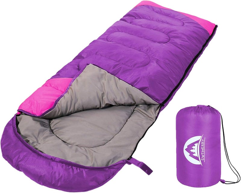 SWTMERRY Sleeping Bag 3 Seasons (Summer, Spring, Fall) Warm & Cool Weather - Lightweight,Waterproof Indoor & Outdoor Use for Kids, Teens & Adults for Hiking and Camping - Image 1