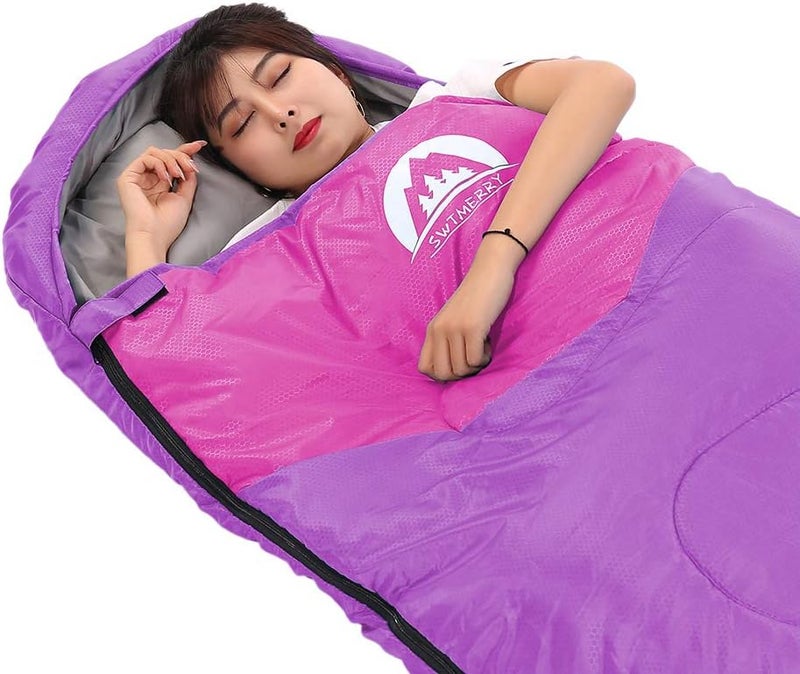 SWTMERRY Sleeping Bag 3 Seasons (Summer, Spring, Fall) Warm & Cool Weather - Lightweight,Waterproof Indoor & Outdoor Use for Kids, Teens & Adults for Hiking and Camping - Image 5