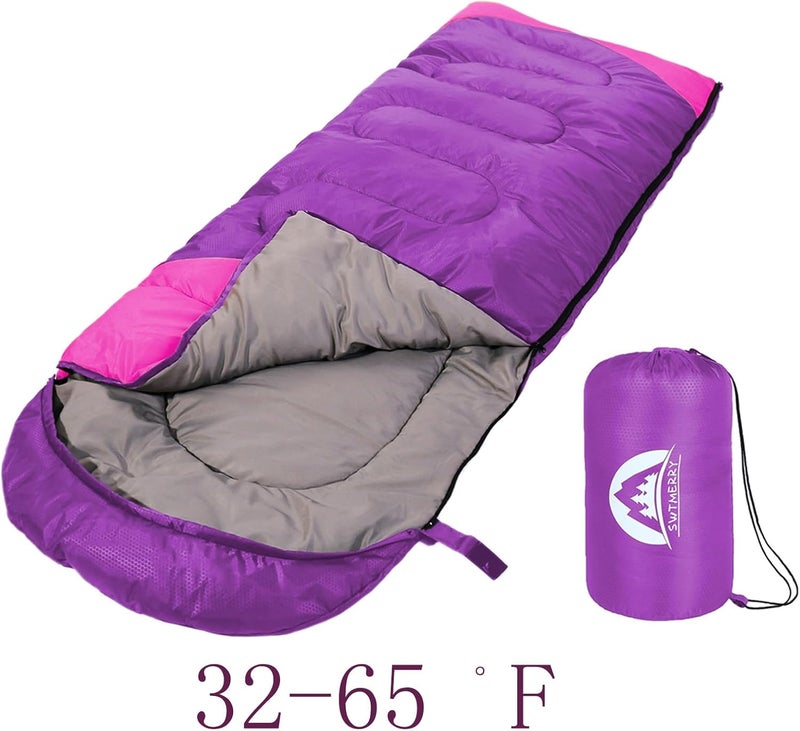SWTMERRY Sleeping Bag 3 Seasons (Summer, Spring, Fall) Warm & Cool Weather - Lightweight,Waterproof Indoor & Outdoor Use for Kids, Teens & Adults for Hiking and Camping - Image 2