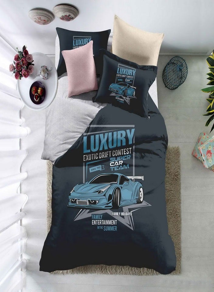 فيفوريت فيفرت طقم لحاف أطفال كحلي نقشة بألوان متعددة سنجل نفر طقم 4 قطع - Image 1