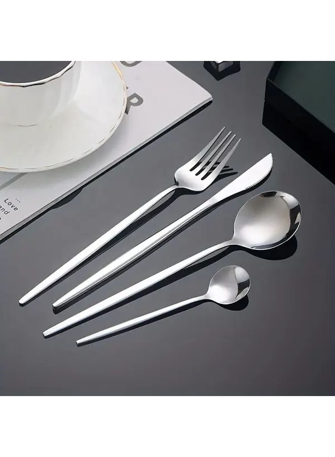 8Pcs Stainless Steel Reusable Cutlery Set Mirror Polished Gold Silver Cutlery For Family Dinner - Image 5