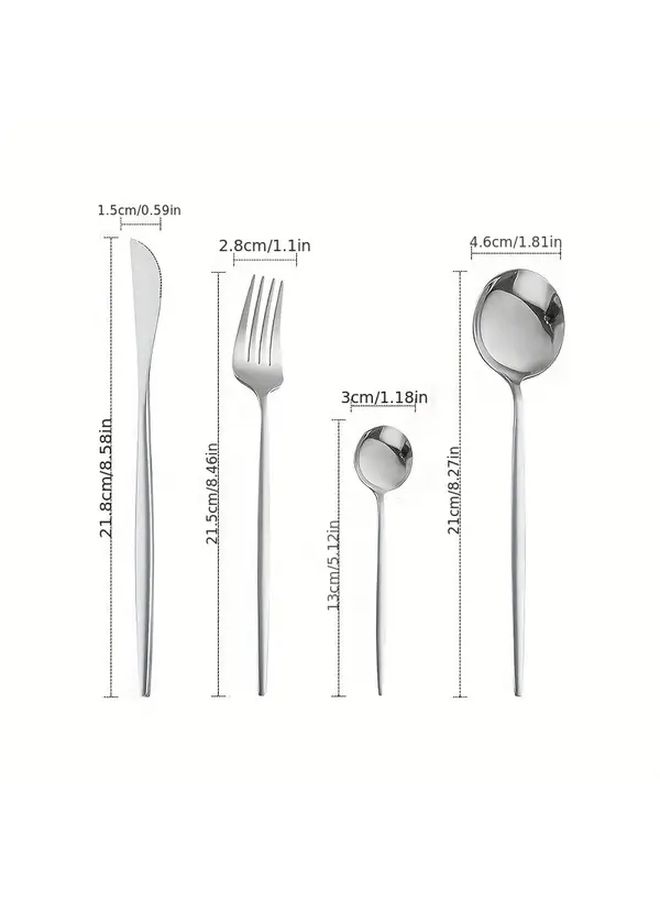 8Pcs Stainless Steel Reusable Cutlery Set Mirror Polished Gold Silver Cutlery For Family Dinner - Image 3