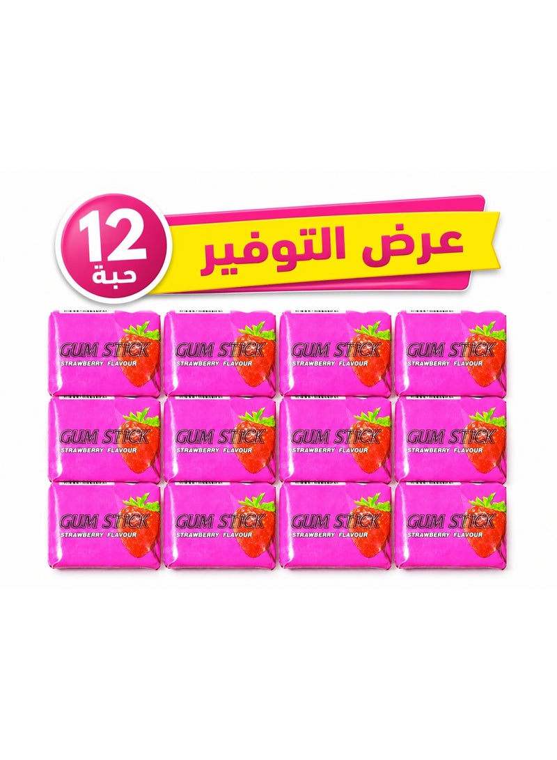 باطوق علكة بنكهة الفراولة – عبوة 12 عود | علكة فواكه منعشة بطعم الفراولة | حلوى مضغ للأطفال والكبار - Image 1