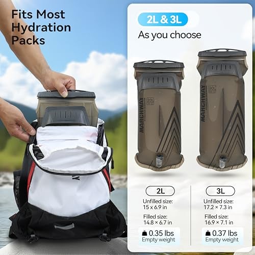 MARCHWAY Lightweight TPU Hydration Bladder 2L/3L for Hydration Packs, Slide-Seal Wide Mouth Water Reservoir Bag with Carry Handle for Hiking, Cycling, Running, Camping, Travel (2L Grey 70oz) - Image 5