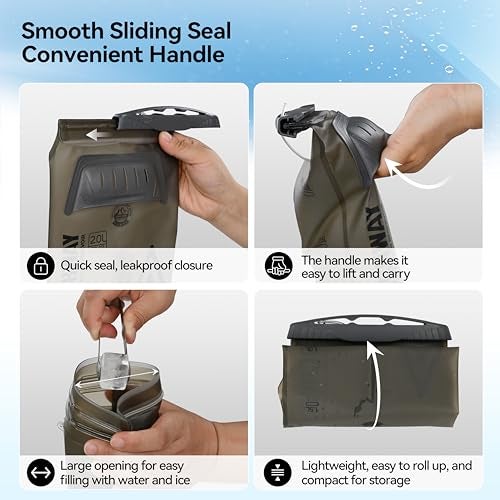 MARCHWAY Lightweight TPU Hydration Bladder 2L/3L for Hydration Packs, Slide-Seal Wide Mouth Water Reservoir Bag with Carry Handle for Hiking, Cycling, Running, Camping, Travel (2L Grey 70oz) - Image 3