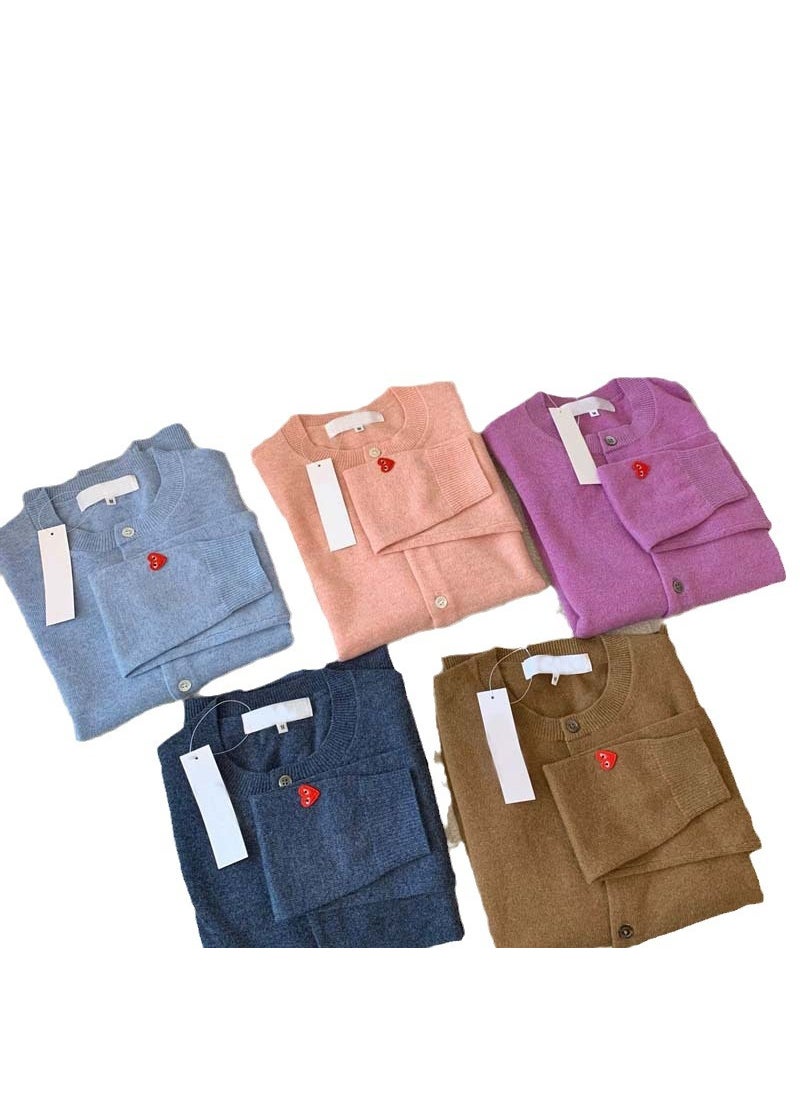 Generic - 2023 Chic Heart Wool Cardigan Embroidered Sweater Gray and blue - Image 1