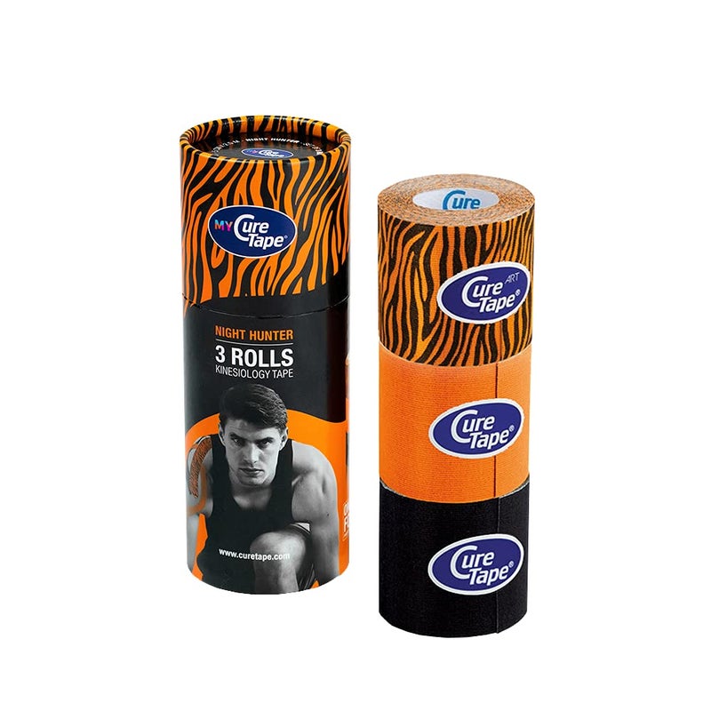 CureTape Sports Kinesiology Tape for Muscle Joint Pain Elastic Therapeutic Tape Waterproof Athletic Tape Medical K Tape 25 Stronger Adhesion Night Hunter 2inx8ft Pack of 3