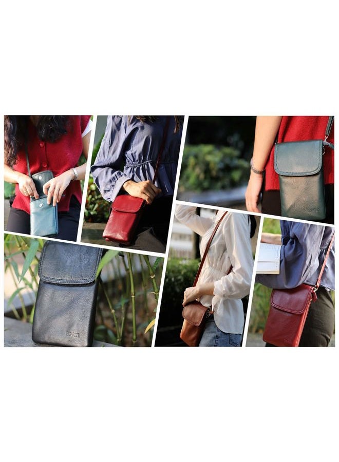 befen Leather Small Cell Phone Crossbody Wallet Purse and Bags for Women, Metallic Bronze Pewter, S - Image 2
