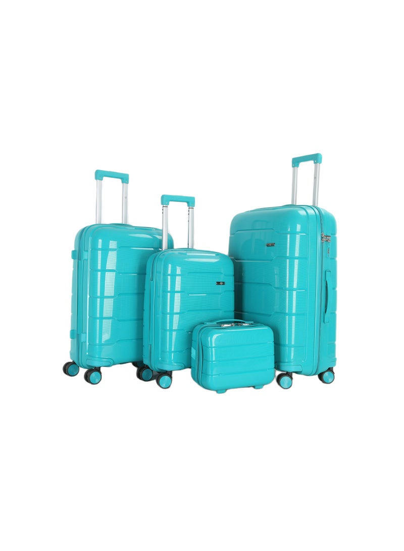 اتش تي مجموعة حقائب سفر إتش تي، من أربع قطع - حقائب متينة بهيكل صلب مع عجلات دوارة، ومقبض تلسكوبي، وسحابات مضادة للسرقة (13/20/24/28 بوصة، 13.5/49/80/116 لترًا، مجموعة سفر خفيفة الوزن، لون أزرق) - Image 2