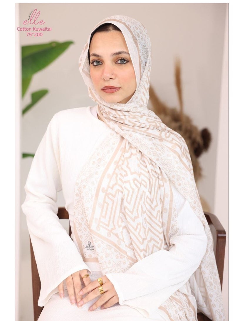 ELLE Luxury Veil Cotton Islamic Hijab for Women for Occasions and Regular Days - Size (200cm x 75cm)