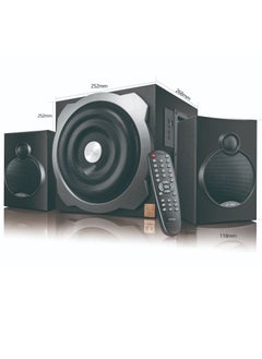 F&D A521X 104 W 2.1 Channel Bluetooth Multimedia Speakers with Subwoofer Satellite Speaker, Remote, Digital FM & USB (Black)