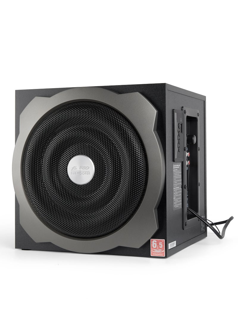 F&D - F&D A521X 104 W 2.1 Channel Bluetooth Multimedia Speakers with Subwoofer Satellite Speaker, Remote, Digital FM & USB (Black) - Image 1