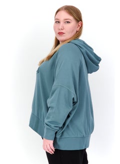 Women Plus Size Long Sleeves Outdoor Hooded Sweatshirt, Sage - pzsku/ZAAD70A9414B232BC820EZ/45/_/1720166073/16460f36-bab7-4834-a39c-7128f5880bcc