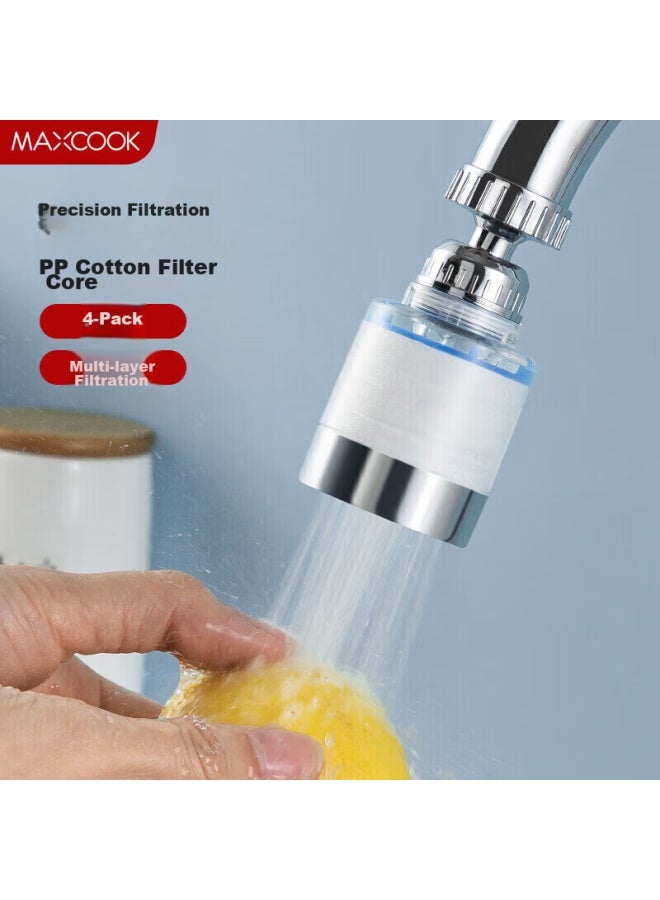 MAX COOK Maxcook Water Filter Cartridge, Pp Cotton Filter Element, Universal Faucet Filter Connector, 4-pack Mcpj6647  - Image 1