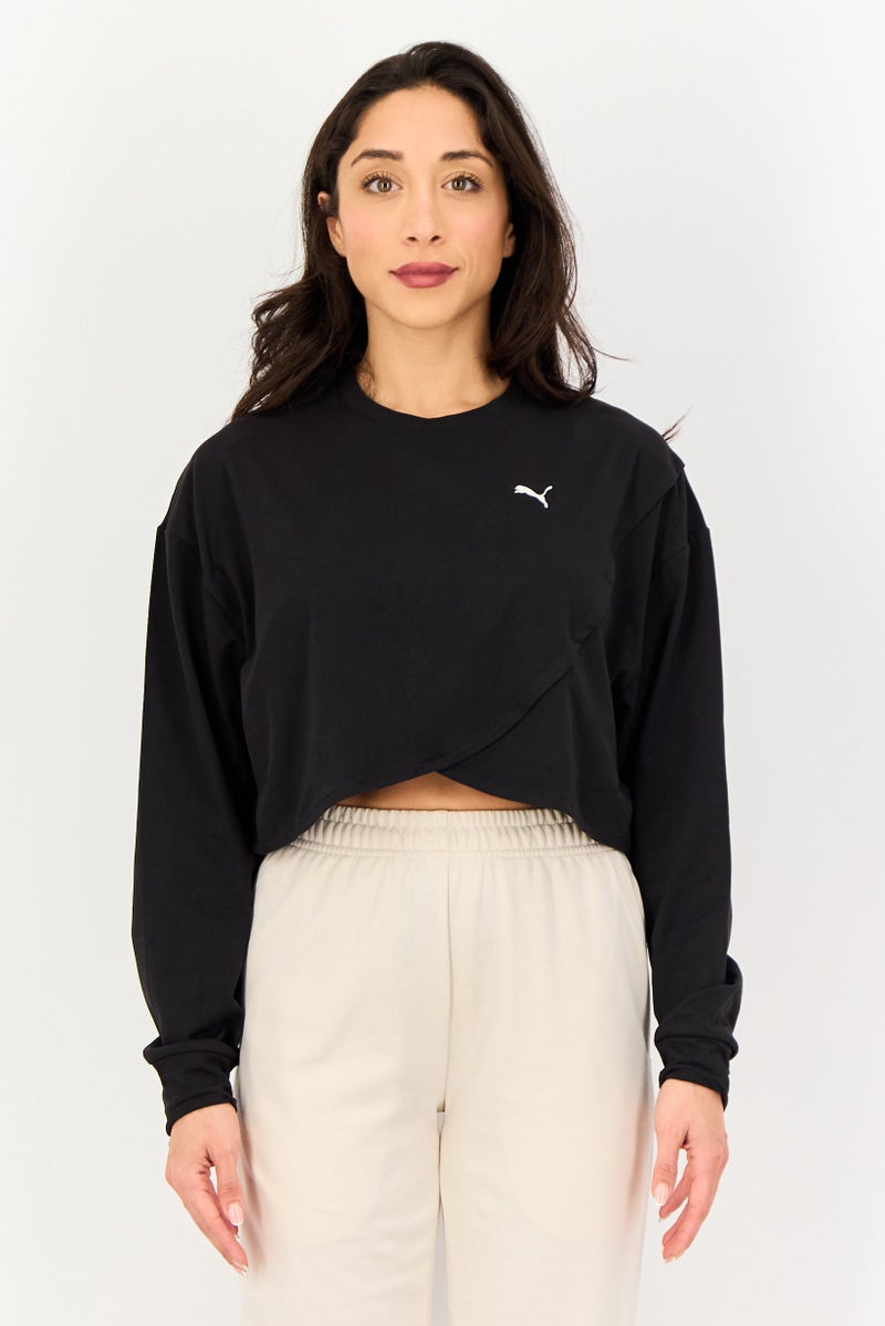 PUMA بلوزة تدريب طويلة الأكمام للنساء، سوداء - Image 1