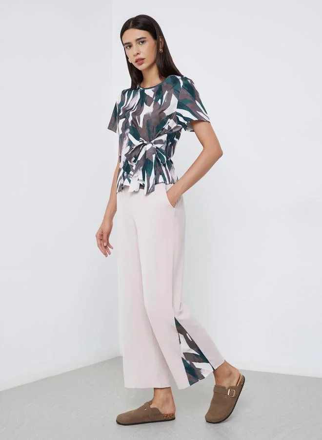 Take Two Take Two All-Over Printed Tops and Slit Cut Pants Co-Ords