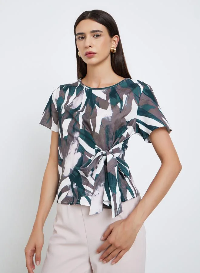 Take Two Take Two All-Over Printed Tops and Slit Cut Pants Co-Ords
