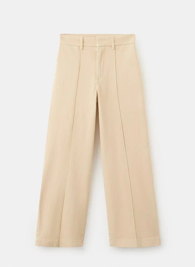 Mango  High-waisted wide leg jeans with stitching for Women | Best Price UAE