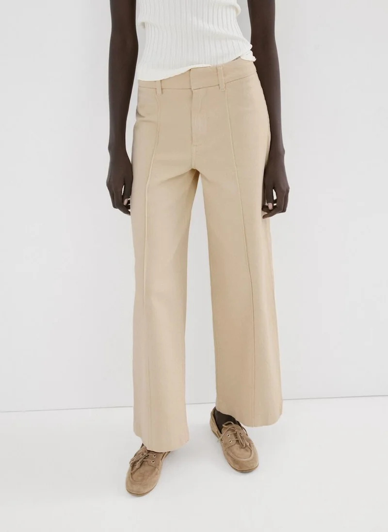 MANGO High-waisted wide leg jeans with stitching