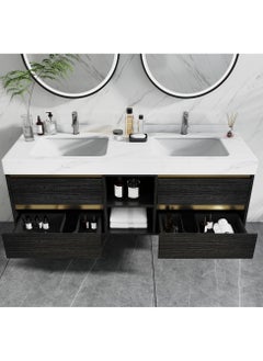 59in Modern Bathroom Vanity with Faux Marble Tabletop, Black Double Vanities Cabinets with Sink and Storage for Bath - pzsku/ZAAD7235216EFD23C9F6CZ/45/_/1739841045/28dcda91-3963-4ea3-8f34-cd699756cdd9