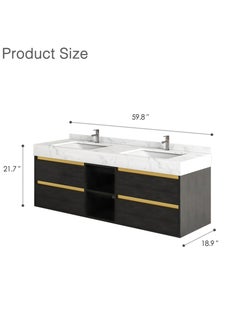 59in Modern Bathroom Vanity with Faux Marble Tabletop, Black Double Vanities Cabinets with Sink and Storage for Bath - pzsku/ZAAD7235216EFD23C9F6CZ/45/_/1739841047/d323ff48-8df4-4d9e-9afd-5830c4fb3e88