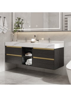 59in Modern Bathroom Vanity with Faux Marble Tabletop, Black Double Vanities Cabinets with Sink and Storage for Bath - pzsku/ZAAD7235216EFD23C9F6CZ/45/_/1739841051/073d7cbc-773c-4af1-9d9b-9de2dfe885f2