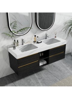 59in Modern Bathroom Vanity with Faux Marble Tabletop, Black Double Vanities Cabinets with Sink and Storage for Bath - pzsku/ZAAD7235216EFD23C9F6CZ/45/_/1739841055/27446617-c94b-415a-87c3-ec6365bf1ed7