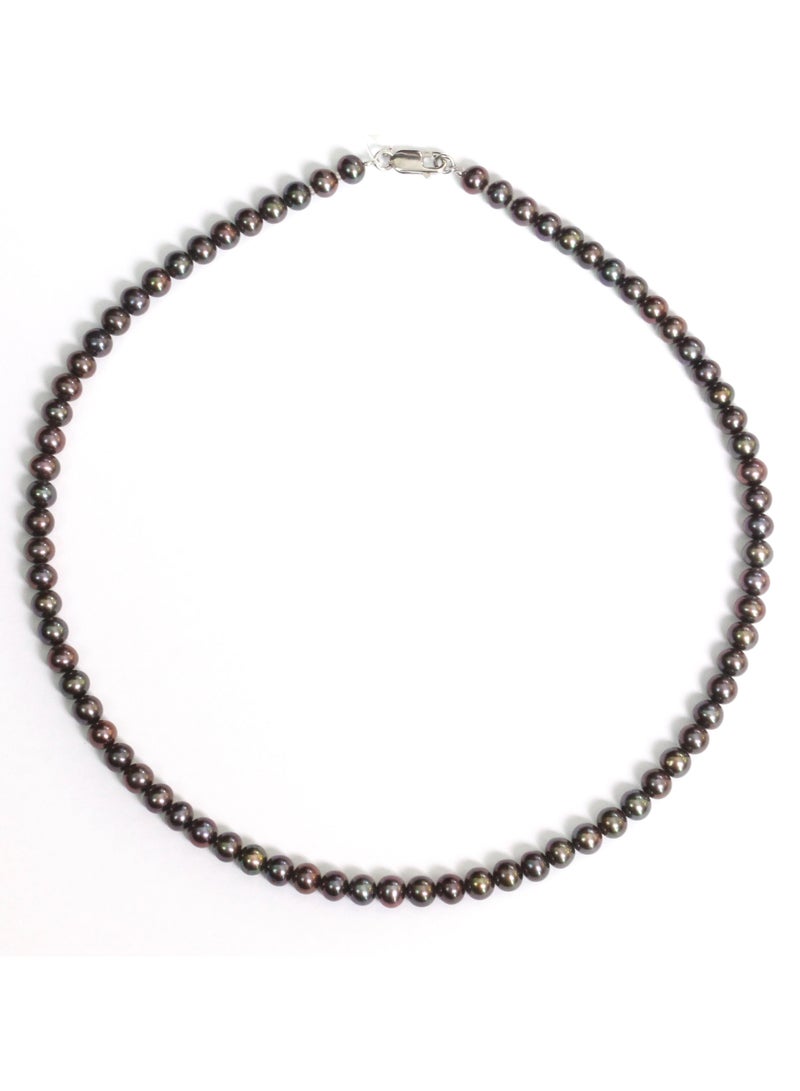 MIKURA Necklace 1st 42Cm, Freshwater Pearls, Treated Black Color 18KW  - Image 2