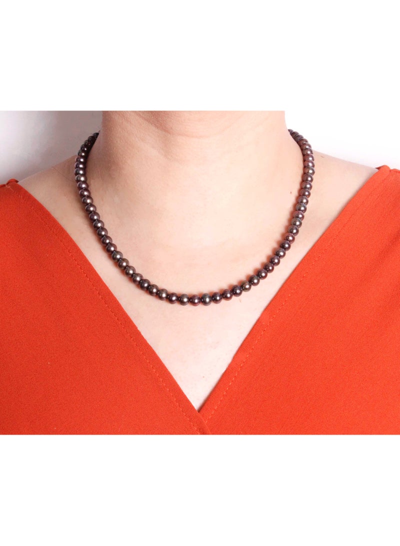 MIKURA Necklace 1st 42Cm, Freshwater Pearls, Treated Black Color 18KW  - Image 4