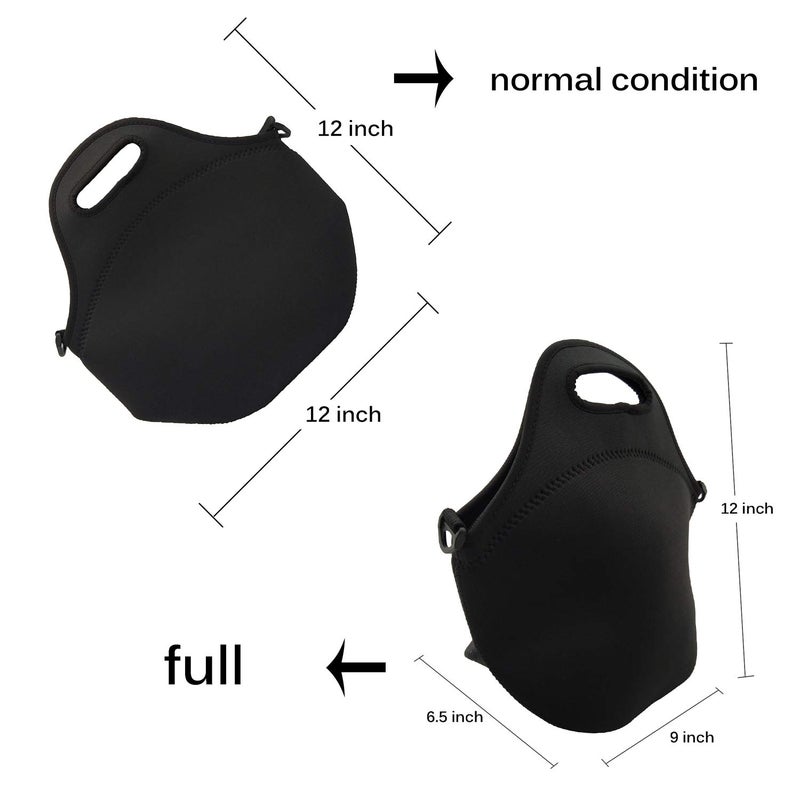 TAIDY Neoprene Lunch Bags Boxes for Women Men, Insulated Lunch Cooler Tote Bag Box for Office Work Picnic Travel (Black) - Image 3