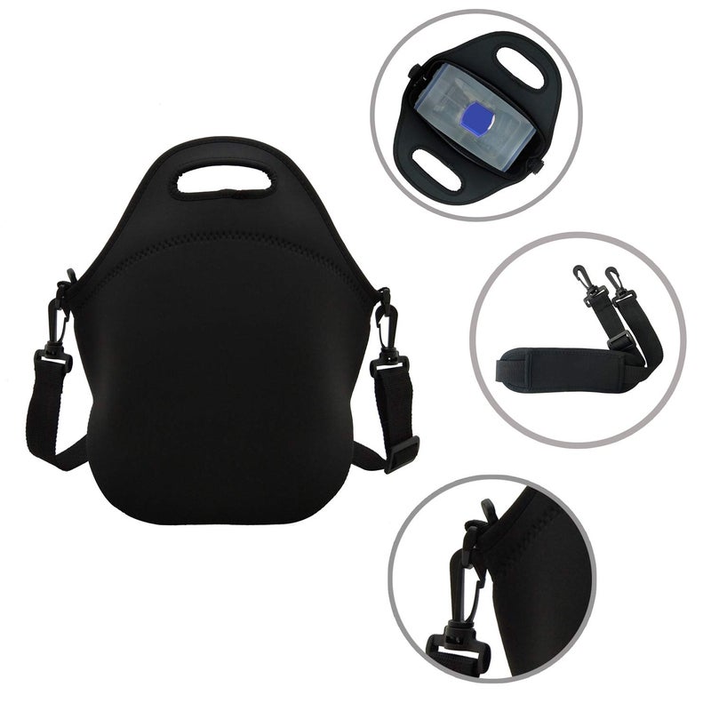 TAIDY Neoprene Lunch Bags Boxes for Women Men, Insulated Lunch Cooler Tote Bag Box for Office Work Picnic Travel (Black) - Image 4