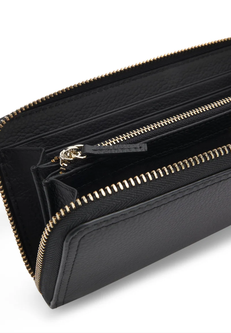 BOSS Black Ziparound wallet in grained leather with metallic logo lettering for Women | Best Price UAE