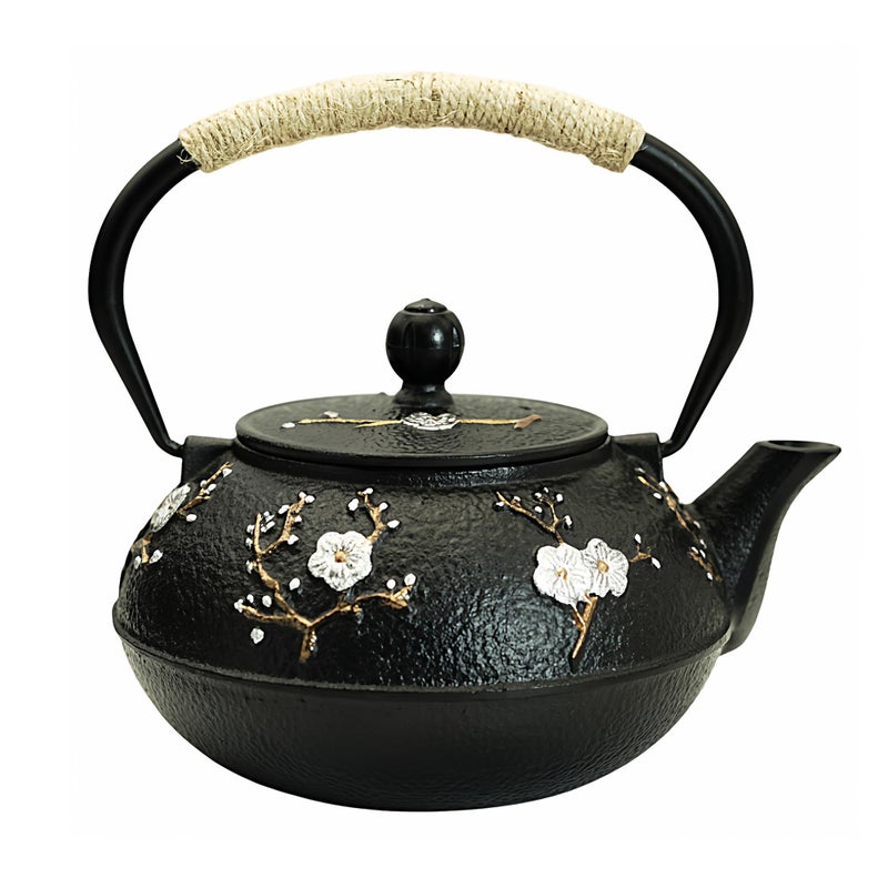 YJX 27oz Small Cast Iron Teapot for Stovetop, Japanese Tetsubin with Enamel, Beautiful Decorative Tea Pot, Durable Tea Kettle with Stainless Steel Infuser for Loose Tea(800ML) - Image 1