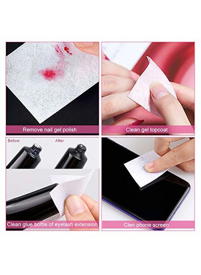 Jiasheng 1000 Pcs Gel Nail Polish Remover, Lint Free Nail Wipes Cotton Pad with a Pump Dispenser Bottle Disposable Nail Polish Remover for Soak Off UV Gel Polish Clean Acrylic Nails Remover  - Image 4