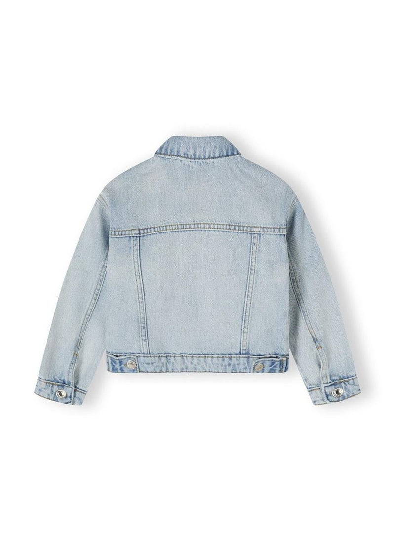 MINOTI Kids Girls Denim Jacket with Button Fastening  - Image 3