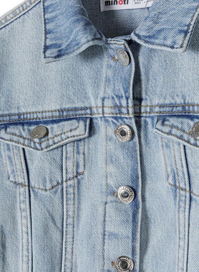 MINOTI Kids Girls Denim Jacket with Button Fastening  - Image 4
