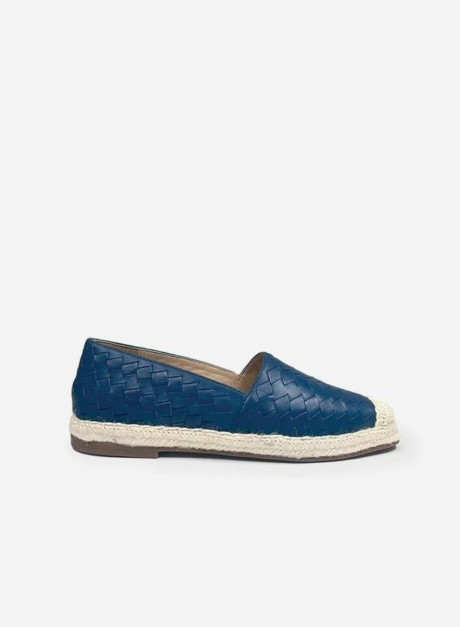 Take Two Women Blue Weave Design Cap Toe Leather Espadrilles By Heel Your Sole