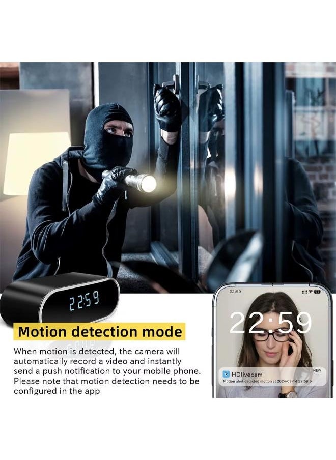 Plynox - Security Camera with Clock, HD 1080P Indoor WiFi Camera with Night Vision and Motion Detection, Nanny Camera for Home Office, and more. - Image 1