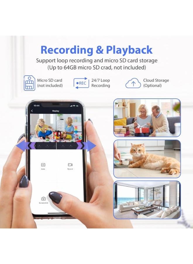 Plynox - Security Camera with Clock, HD 1080P Indoor WiFi Camera with Night Vision and Motion Detection, Nanny Camera for Home Office, and more. - Image 1