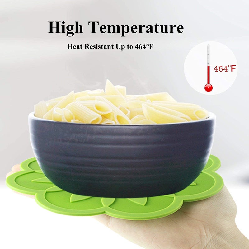 we3 Silicone Pot Holders Trivet Mat Jar Opener Spoon Rest Kitchen Trivet Non Slip Flexible Durable Heat Resistant Kitchen Trivet Flower 17cm (Pack of 2 Multi) - Image 5