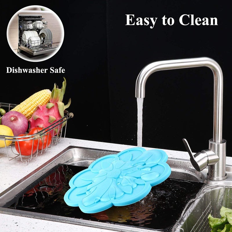 we3 Silicone Pot Holders Trivet Mat Jar Opener Spoon Rest Kitchen Trivet Non Slip Flexible Durable Heat Resistant Kitchen Trivet Flower 17cm (Pack of 2 Multi) - Image 4