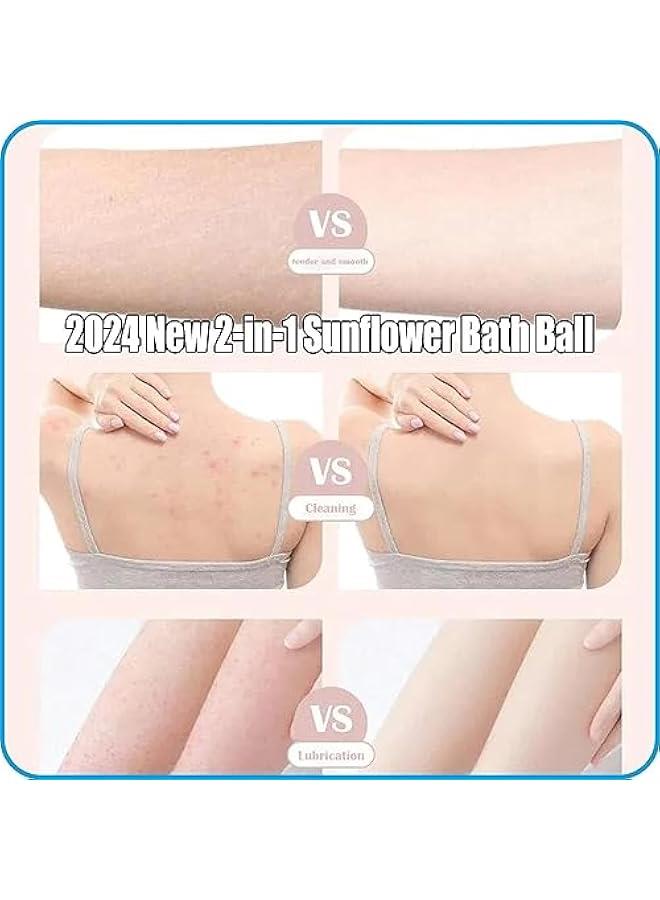 2PackSuper Soft Sunflower Suction Cup Bath Ball,Loofah Sponge Effectively exfoliates,Essential Bath Sponge for Men and Women - Image 5