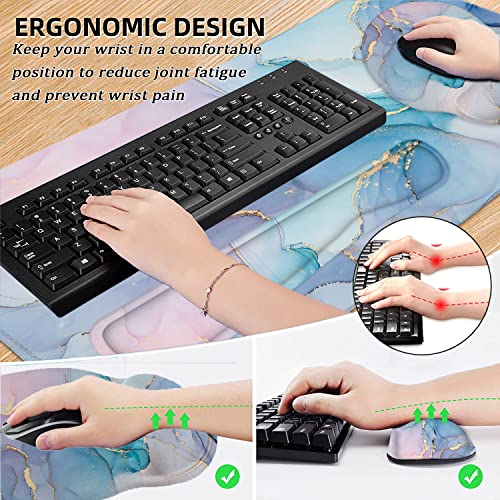 LATEEFAH Mouse Pad with Wrist Rest, Large Mouse Pad, Ergonomic Gaming Desk Pad Keyboard Wrist Rest Set, 4-in-1 Desk Mat Keyboard Mat for Home, Office - Image 3