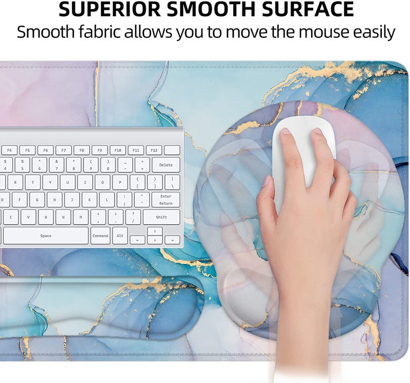 LATEEFAH Mouse Pad with Wrist Rest, Large Mouse Pad, Ergonomic Gaming Desk Pad Keyboard Wrist Rest Set, 4-in-1 Desk Mat Keyboard Mat for Home, Office - Image 4